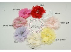 XL Chiffon & lace pearl clusters flower (10.5 cm)